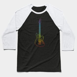 Offset Style Electric Guitar Colorful Outline Baseball T-Shirt